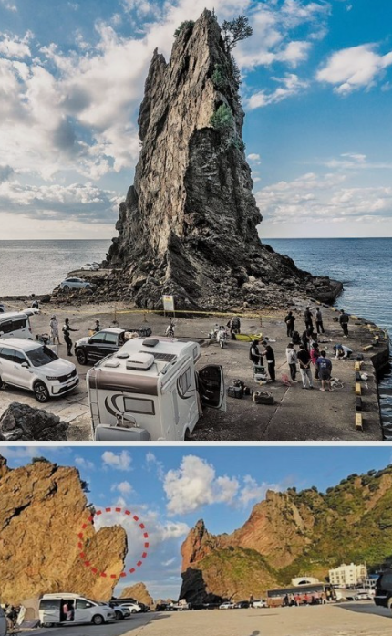 울릉도 거북바위 붕괴