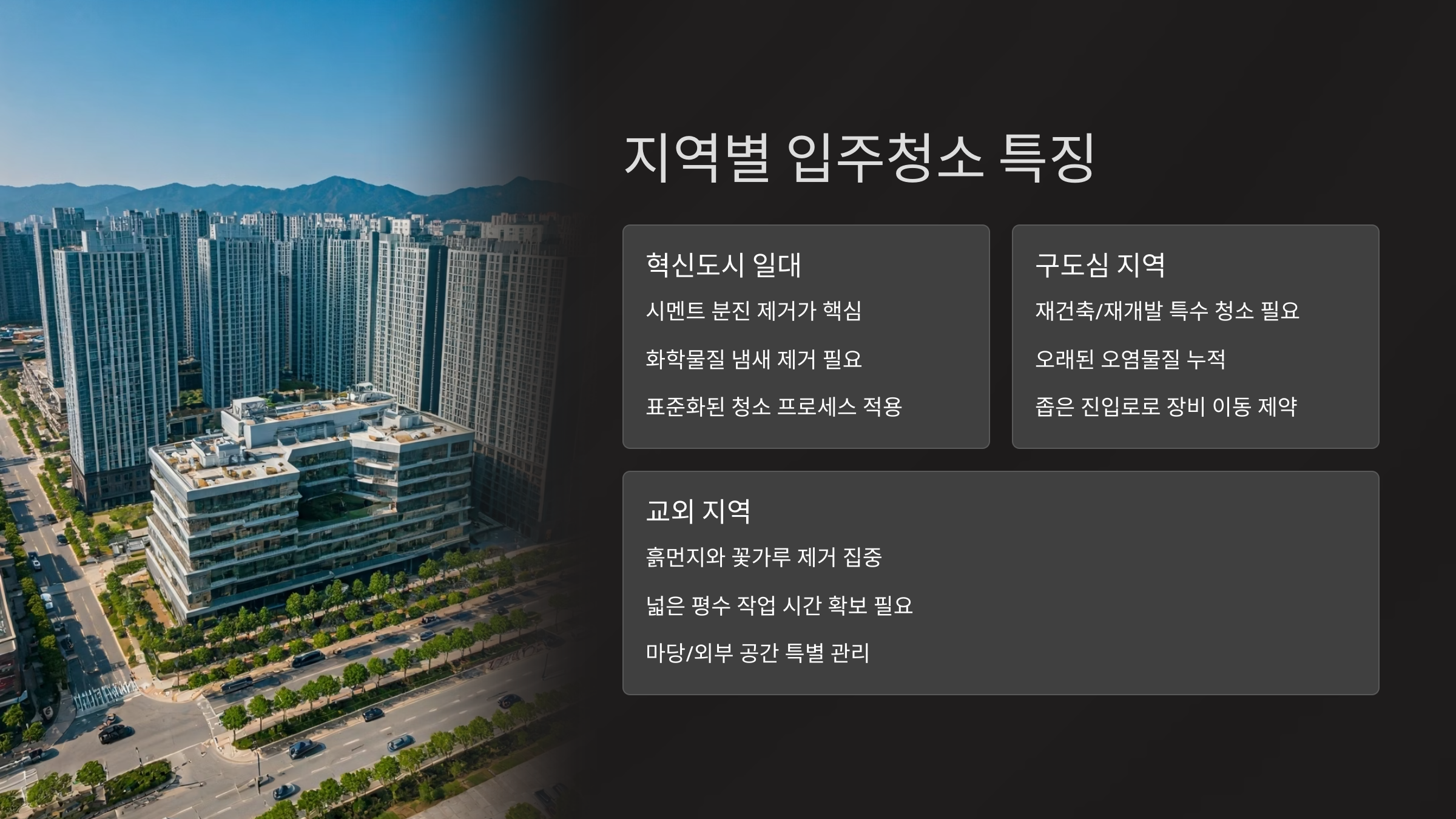 김천 입주청소 지역별 특징