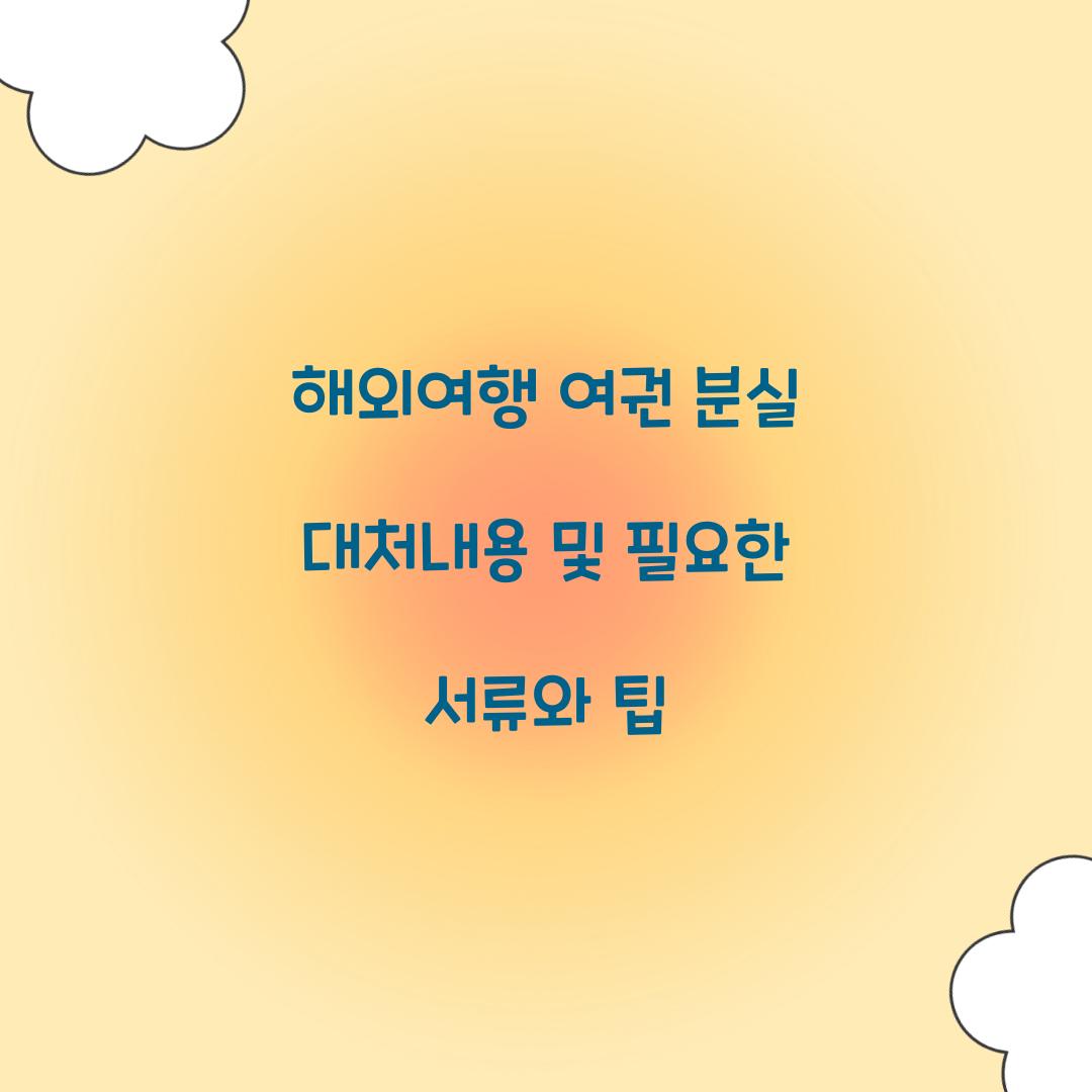 해외여행 여권 분실 대처내용