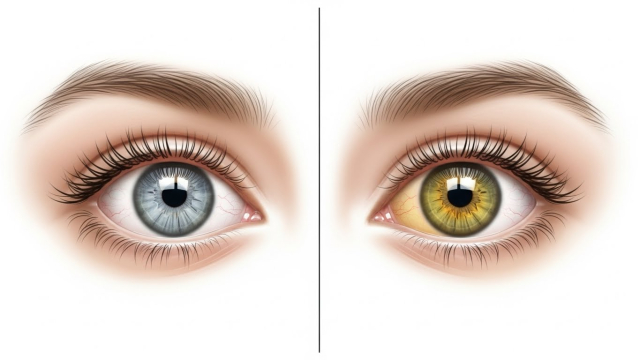 눈 흰자와 피부가 노랗게 변한 모습을 강조한 인체 일러스트