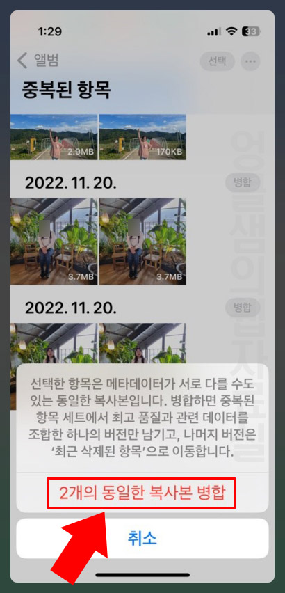 아이폰 중복 사진 삭제 정리