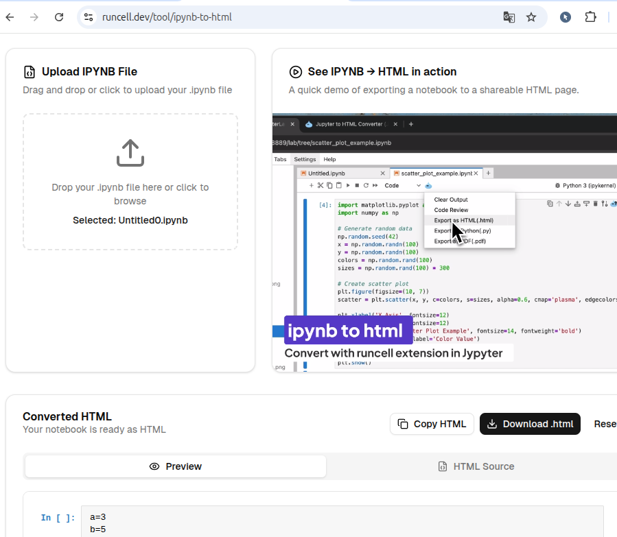 runcell.dev/tool/ipynb-to-html