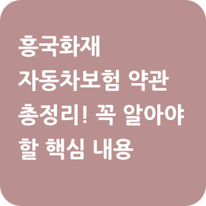 흥국화재 자동차보험 약관 총정리! 꼭 알아야 할 핵심 내용