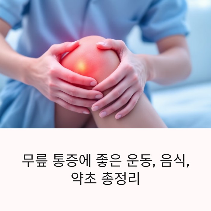 무릎 통증에 좋은 운동, 음식, 약초 총정리 요약 이미지