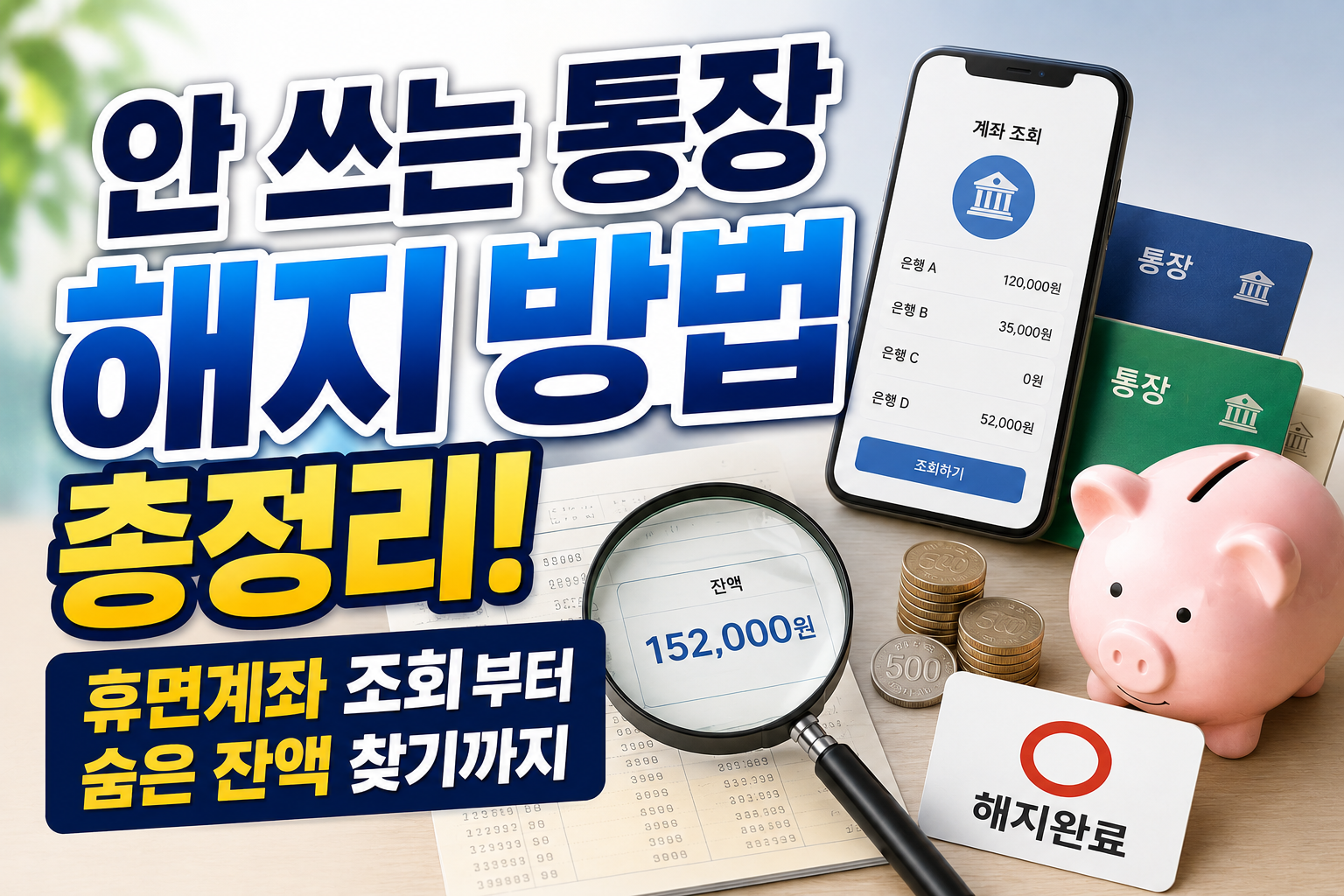 안 쓰는 통장 해지 방법 총정리! 휴면계좌 조회부터 숨은 잔액 찾기까지 관련 사진