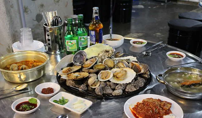 교대 맥반석 조개구이