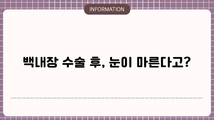 백내장 수술후 안구 건조증