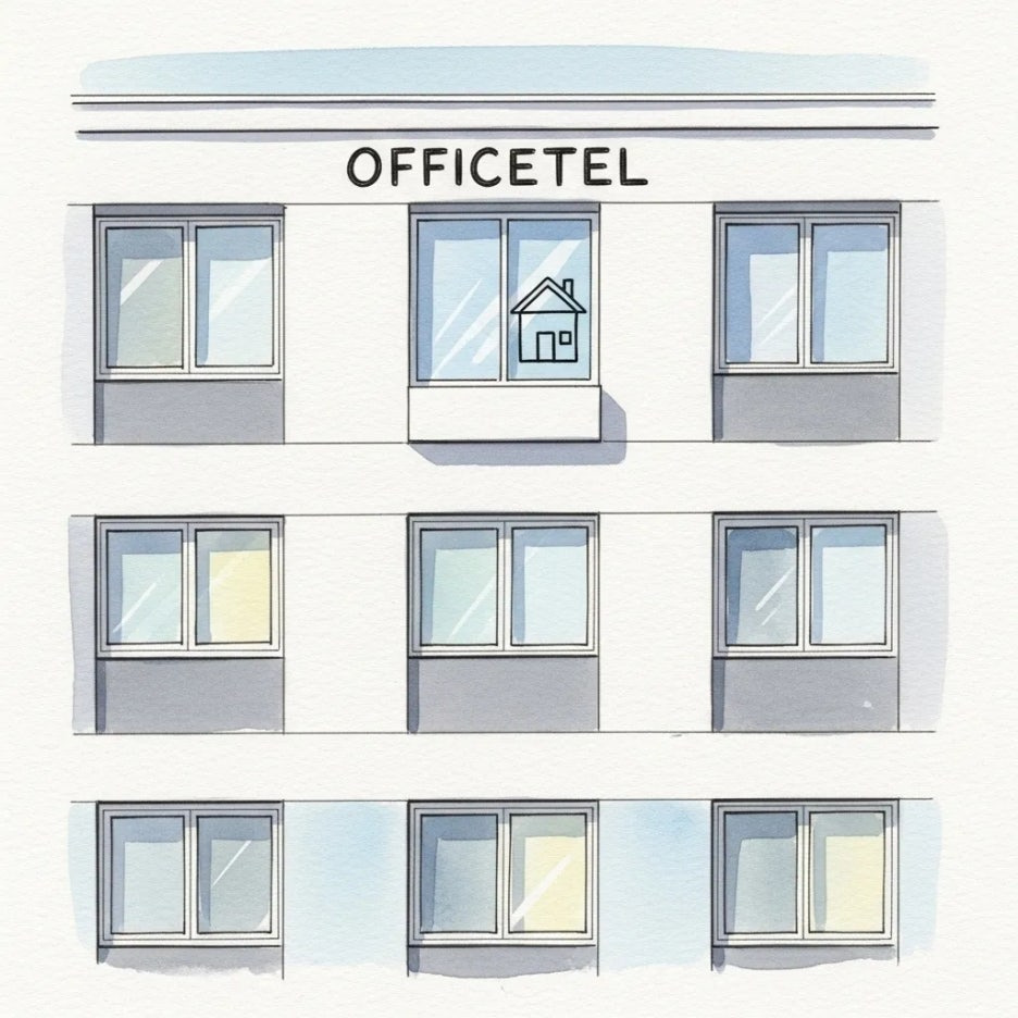 오피스텔 건물에 주택 표시가 있는 모습