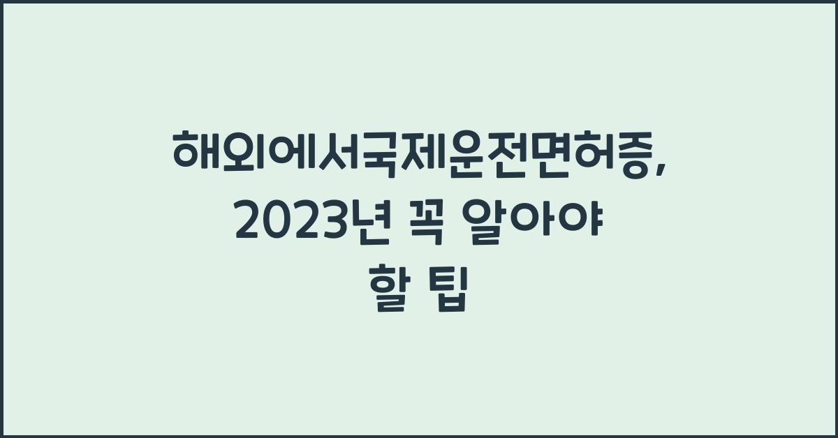 해외에서국제운전면허증