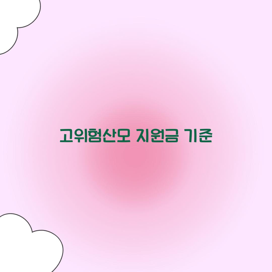 고위험산모 지원금 기준