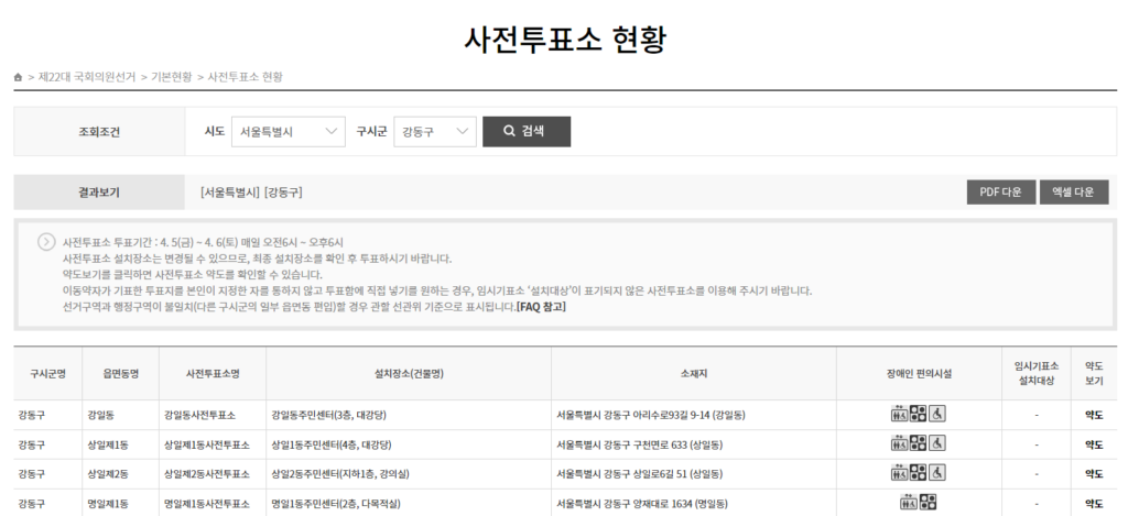 사전투표소 현황