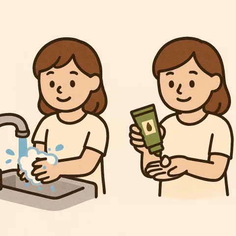 손 세척 후 핸드크림이나 오일로 보습해주세요.