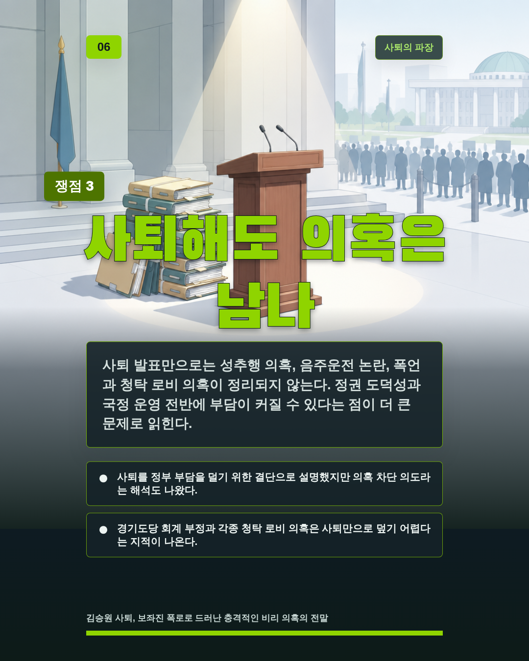사퇴해도 의혹은 남나