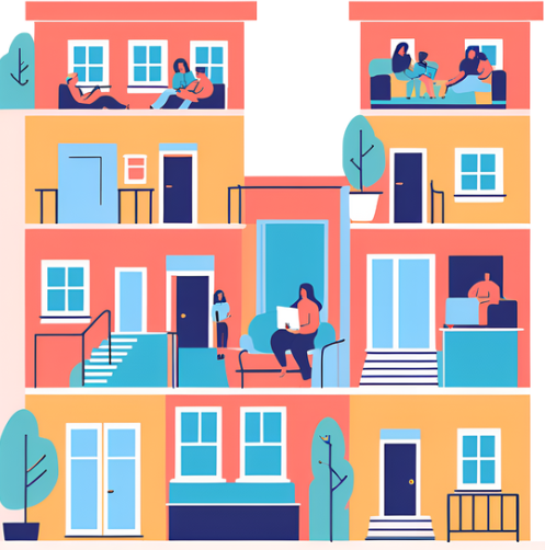 사람들이 집에 있는 모습 (주거모습)