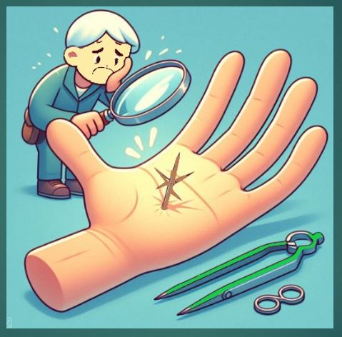손에 가시가 박힌 모습