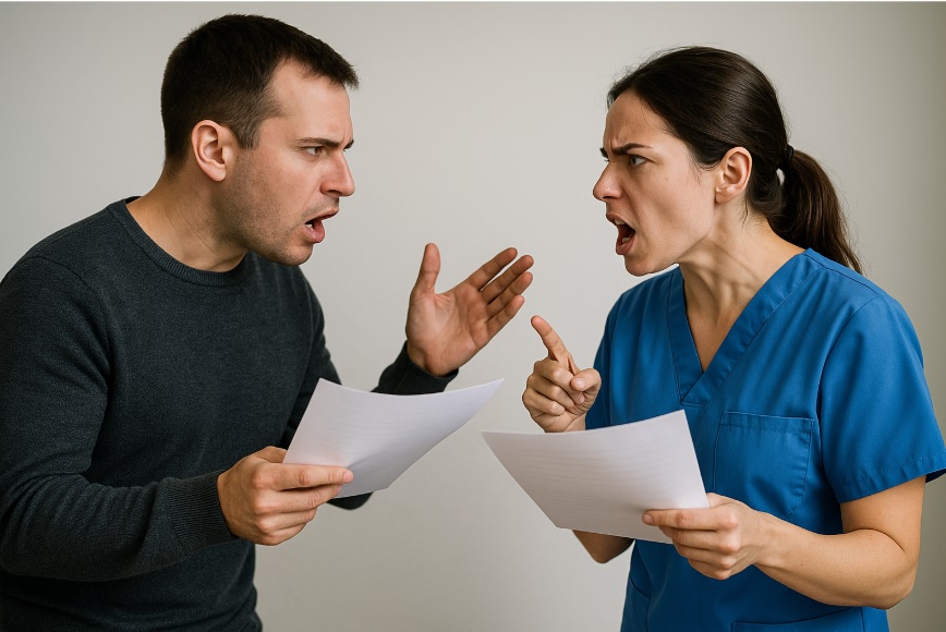 다투고있는 남과여