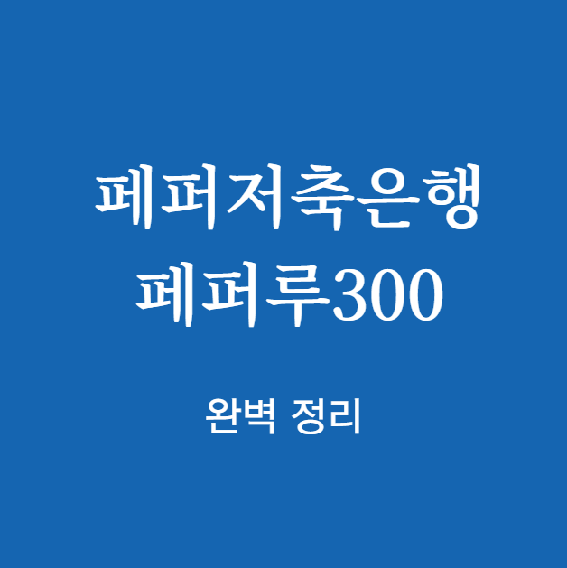 페퍼저축은행 페퍼루300 완벽 정리