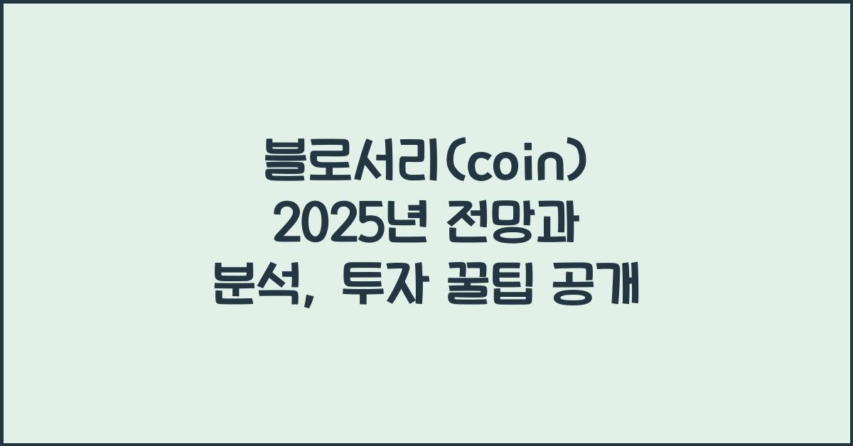 블로서리(coin) 2025년 전망과 분석