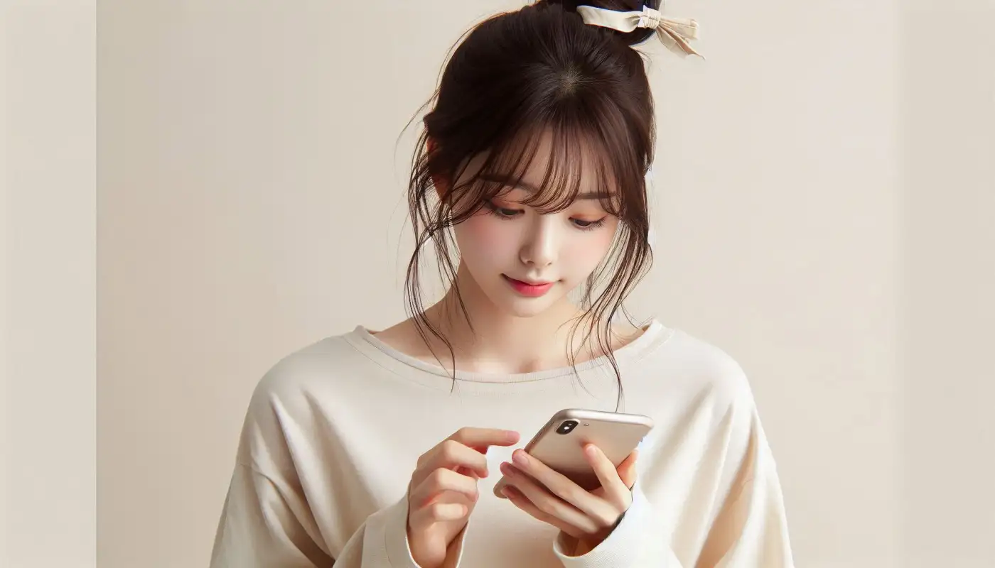 아이폰-모바일-교통카드-사용법을-알아보는-여성의-모습