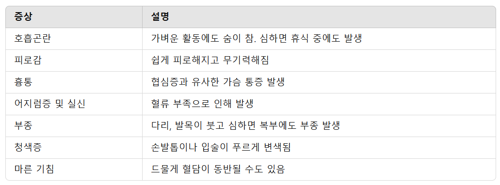 폐동맥 고혈압의 증상