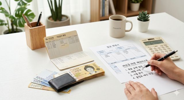 비상금 통장 적정 금액과 월급별 목표 금액을 계산하는 재테크 이미지