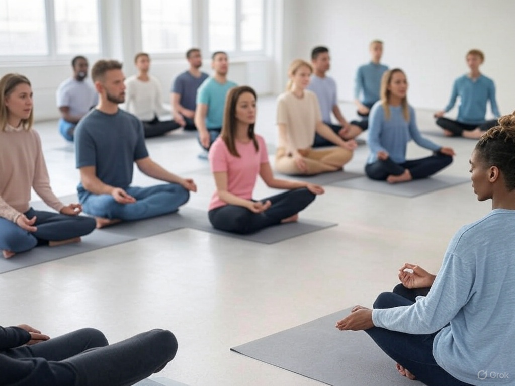 그룹 명상하는 모습