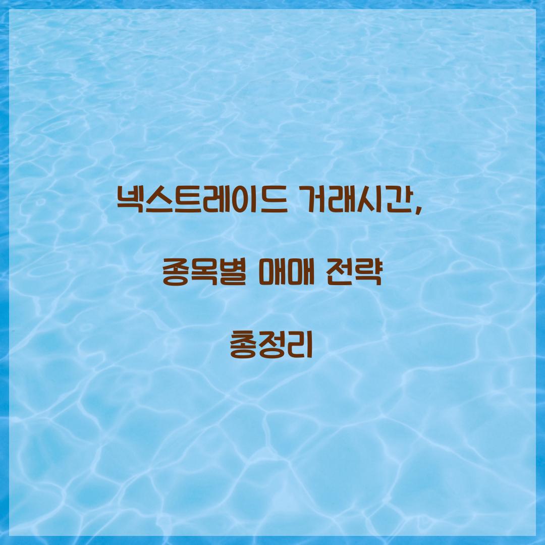 넥스트레이드 거래시간