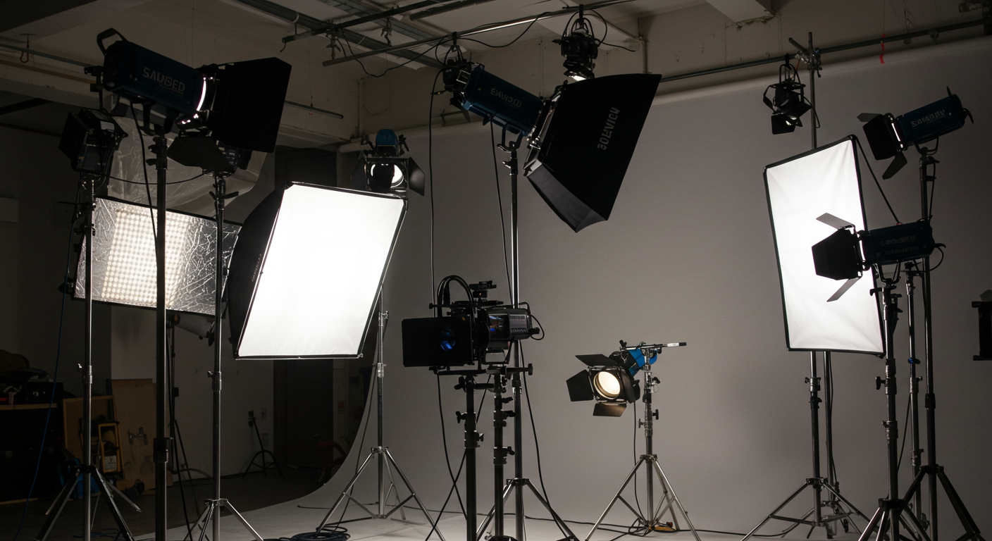 영화 세트의 조명 구조