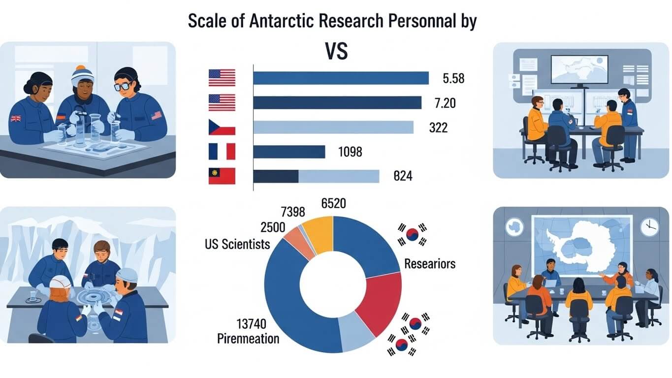 국가별 남극 연구 인력 규모 비교 관련 사진