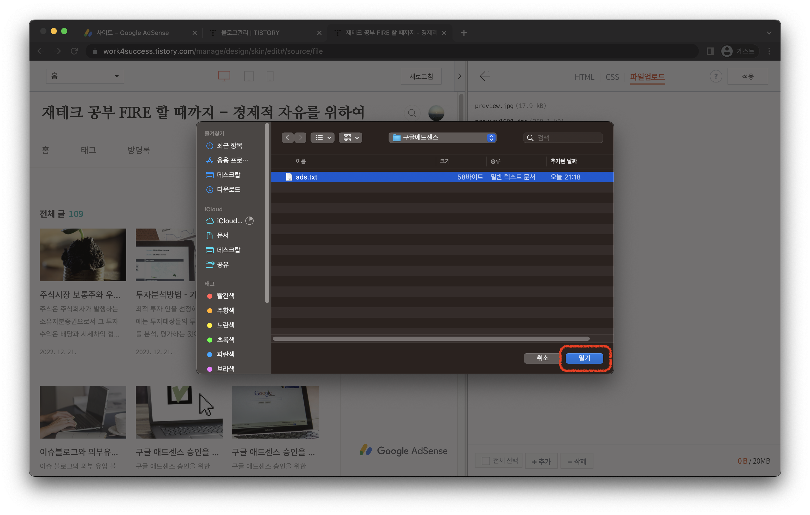 다운받았던 ads.txt 파일 열기 화면
