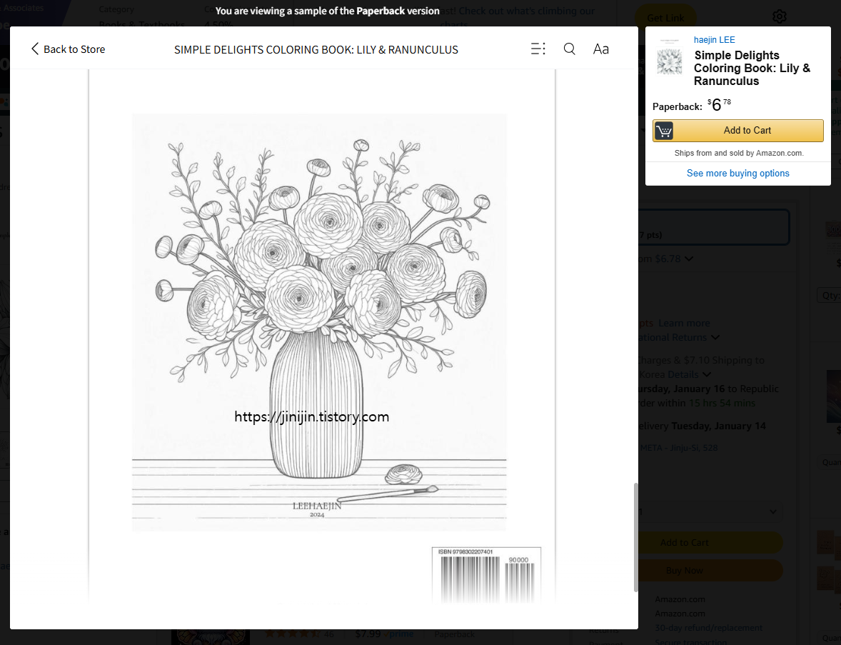 Simple Delights Coloring Book Lily & Ranunculus