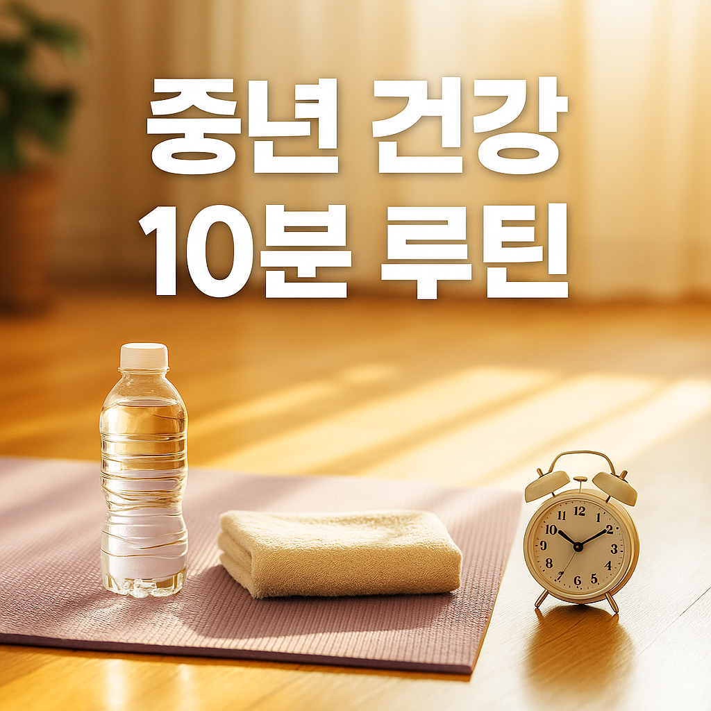 중년 건강 10분 루틴을 상징하는 대표 이미지