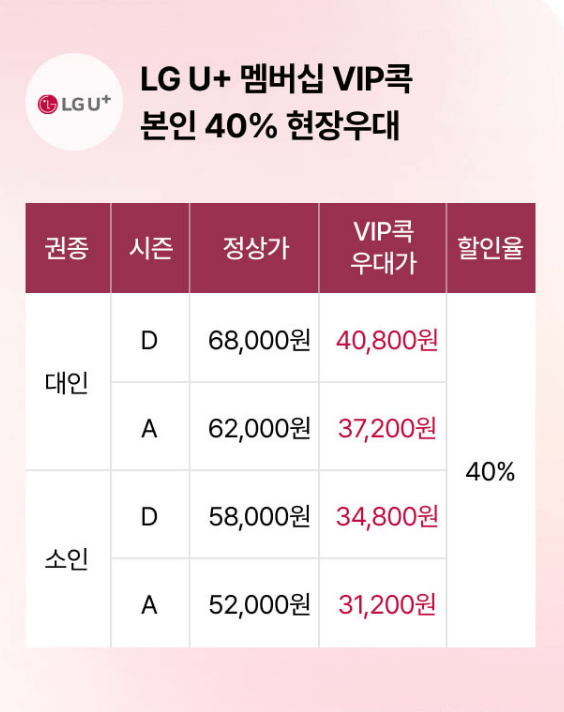 엘지멤버쉽 할인표