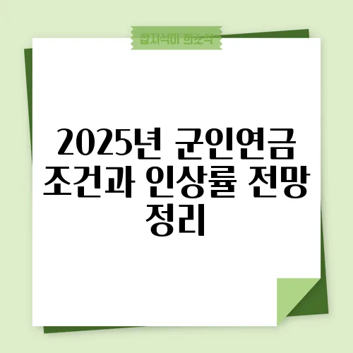 2025년 군인연금 조건과 인상률 전망 정리