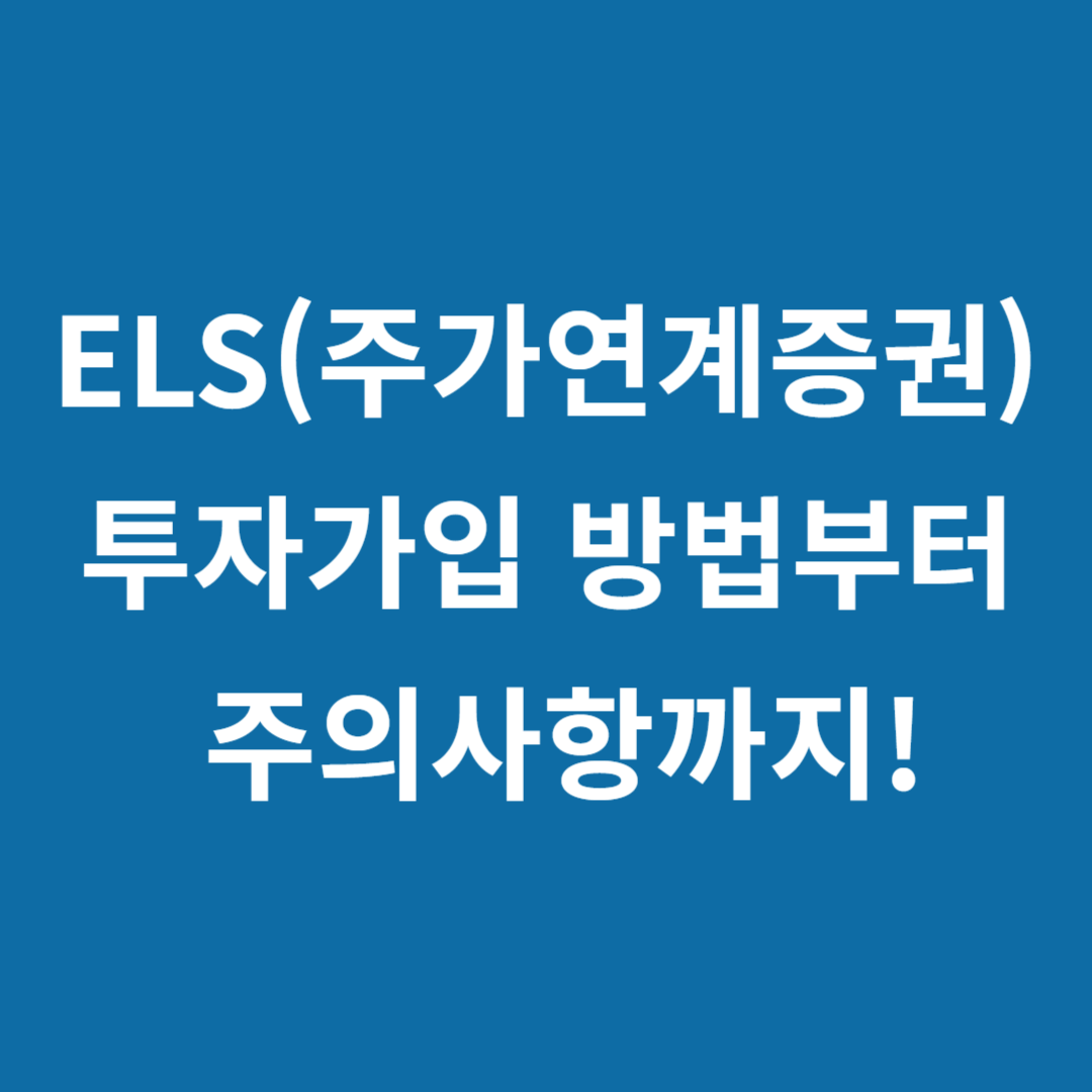 ELS투자기입 방법부터 주의사항 이미지