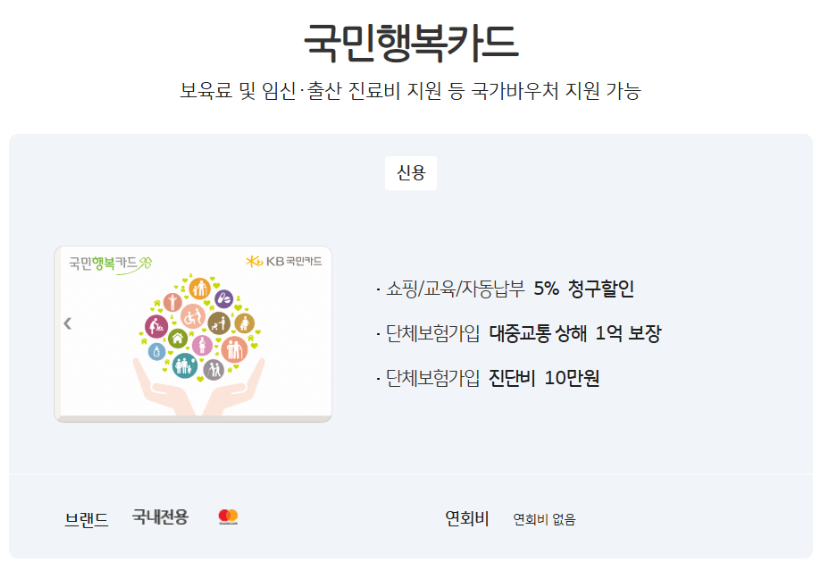 국민행복카드 안내 화면