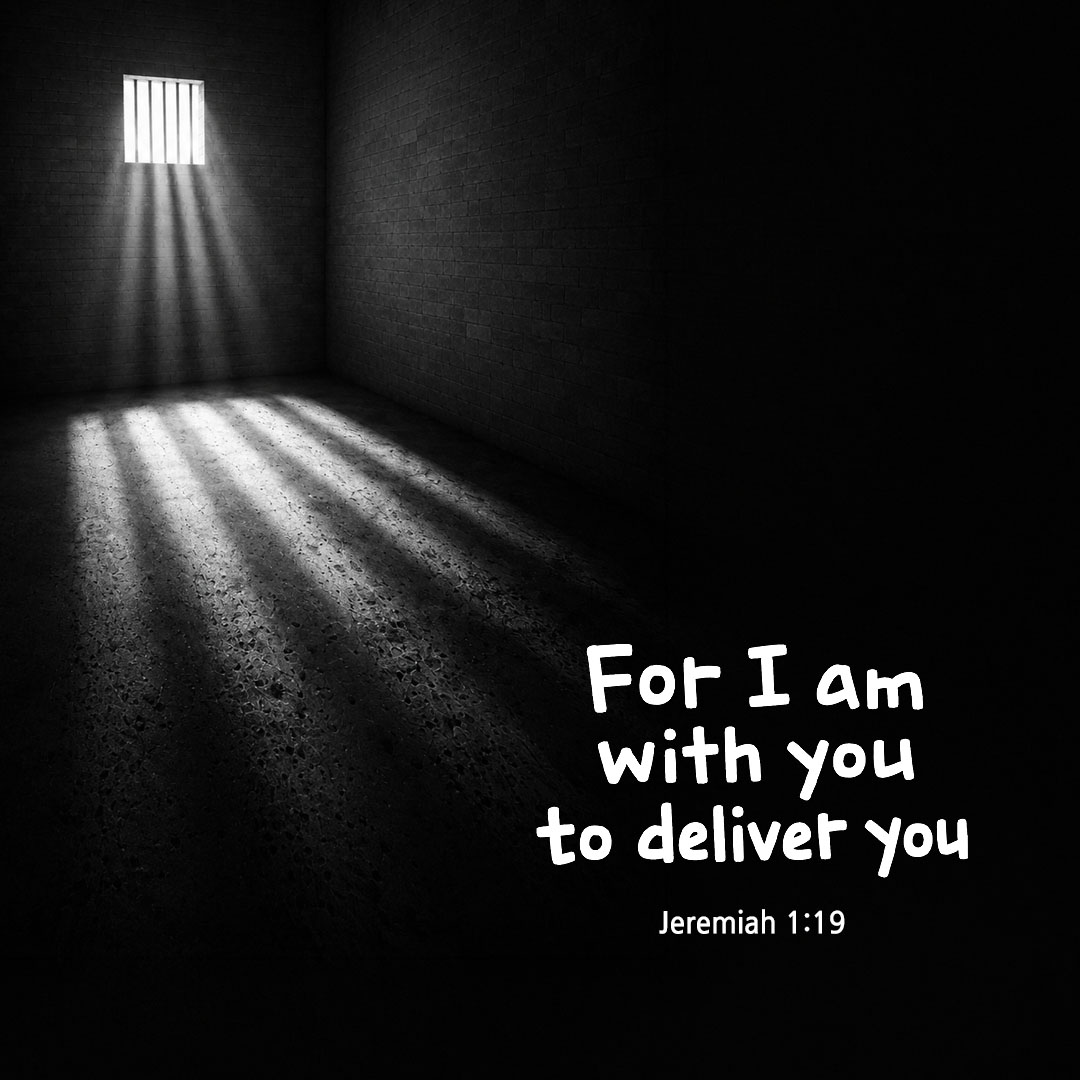 Today's Bible verse card Jeremiah 1:19 scripture image