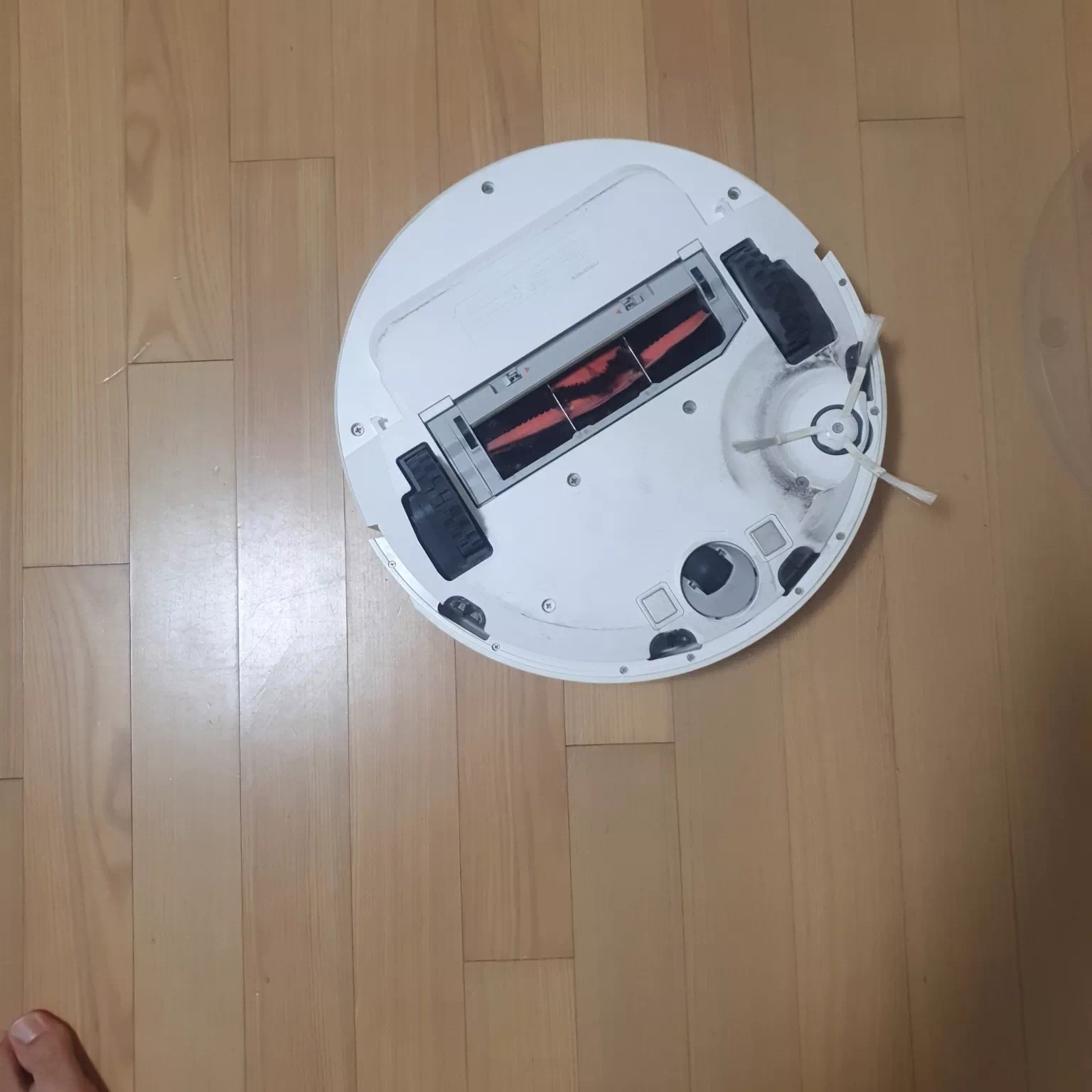 샤오미 로봇 청소기 뒤집힌 모습