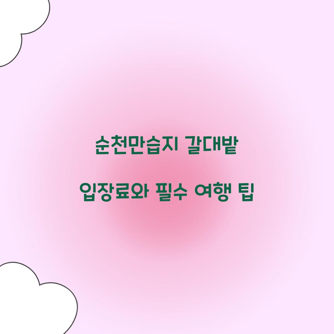 순천만습지 갈대밭 입장료