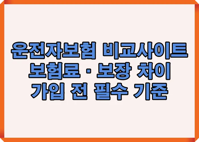 운전자보험 비교사이트를 통해 보험료 계산 구조와 주요 보장 항목 차이를 시각적으로 정리해 가입 전 반드시 확인해야 할 기준을 설명한 이미지입니다