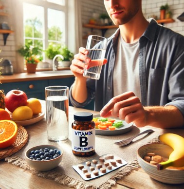 비타민B를 챙겨먹는 모습