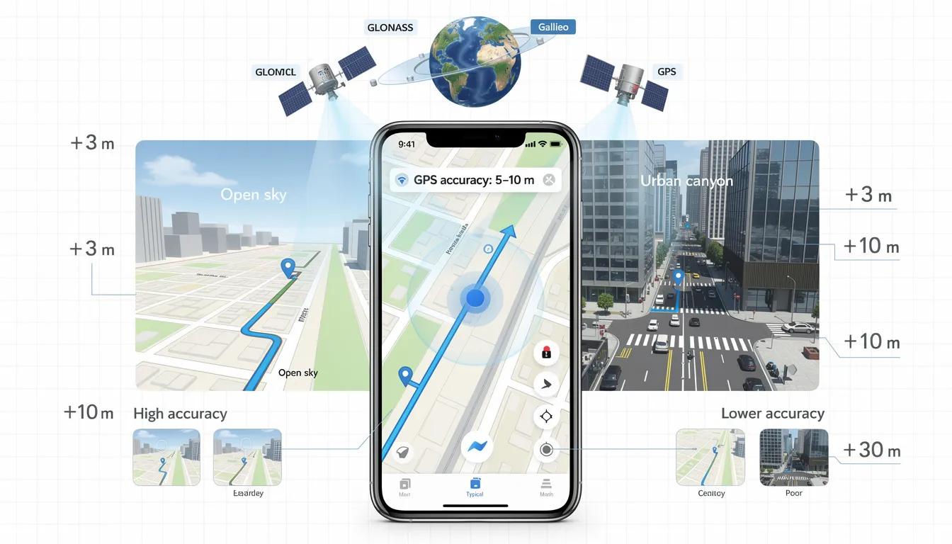 장애물이 없는 공간에서의 GPS 정확도