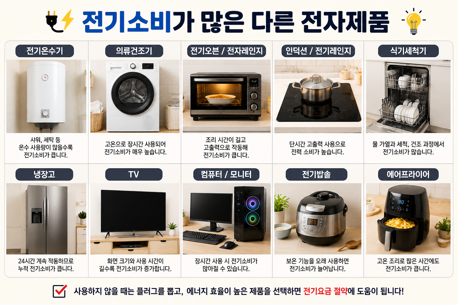 전기소비가 많은 가전제품들