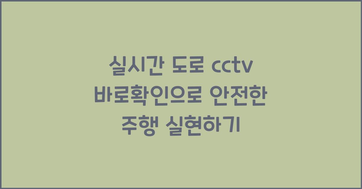 실시간 도로 cctv 바로확인