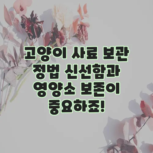 고양이 사료 보관 정법 신선함과 영양소 보존이 중요하죠!