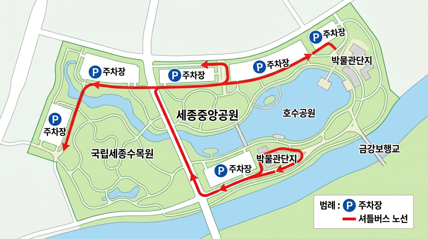 세종 낙화축제 무료 주차장 및 셔틀버스 노선도