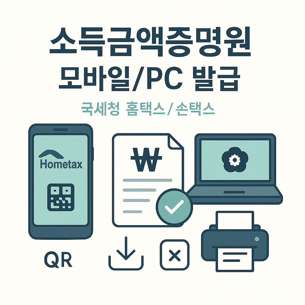 소득금액증명원 모바일/PC 발급 2025