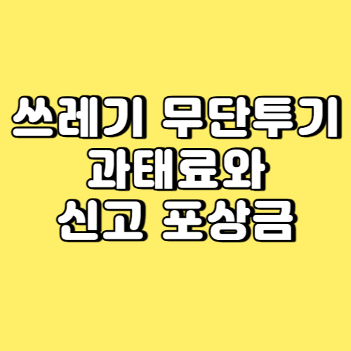 쓰레기 무단투기 과태료와 신고포상금 썸네일