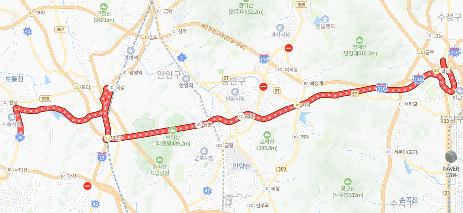 성남-시흥-P9530(출근)번-버스-노선-지도