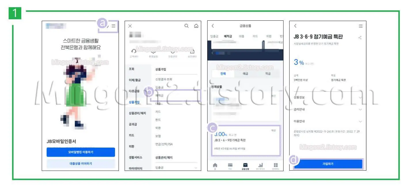 정기예금 가입방법에 대한 설명
